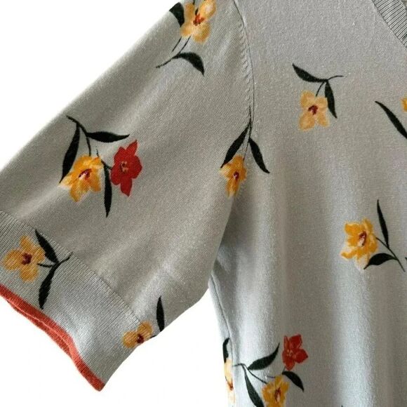 Anthropologie Danielrainn Knit Top Blouse Crewneck Multicolor Floral Sz L #2256 - Picture 4 of 11